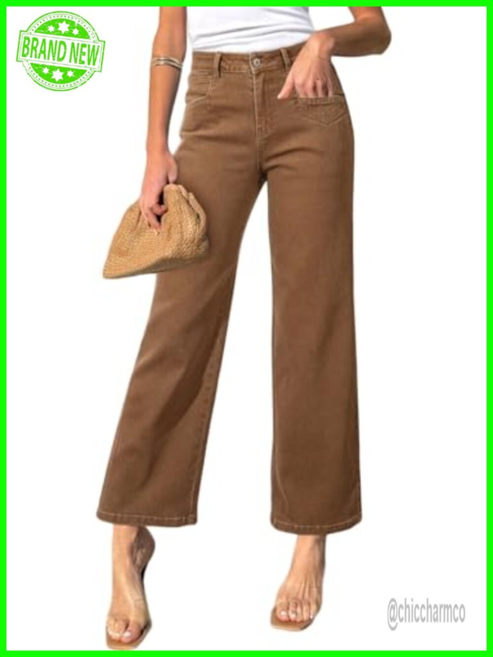 Straight Leg High Waisted Stretchy Ankle Jeans with Pockets